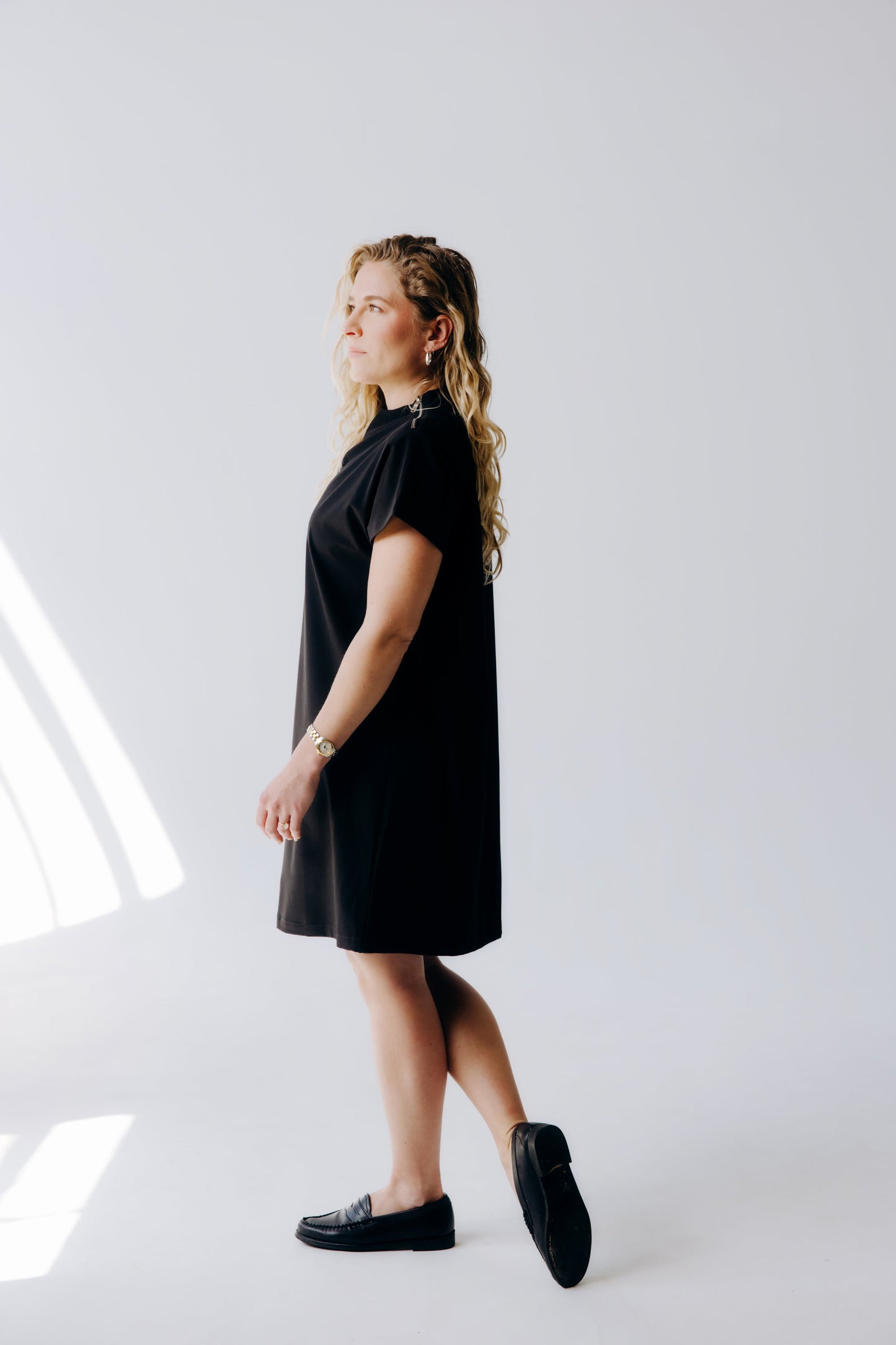 Mock Neck Shoulder Zip Dress