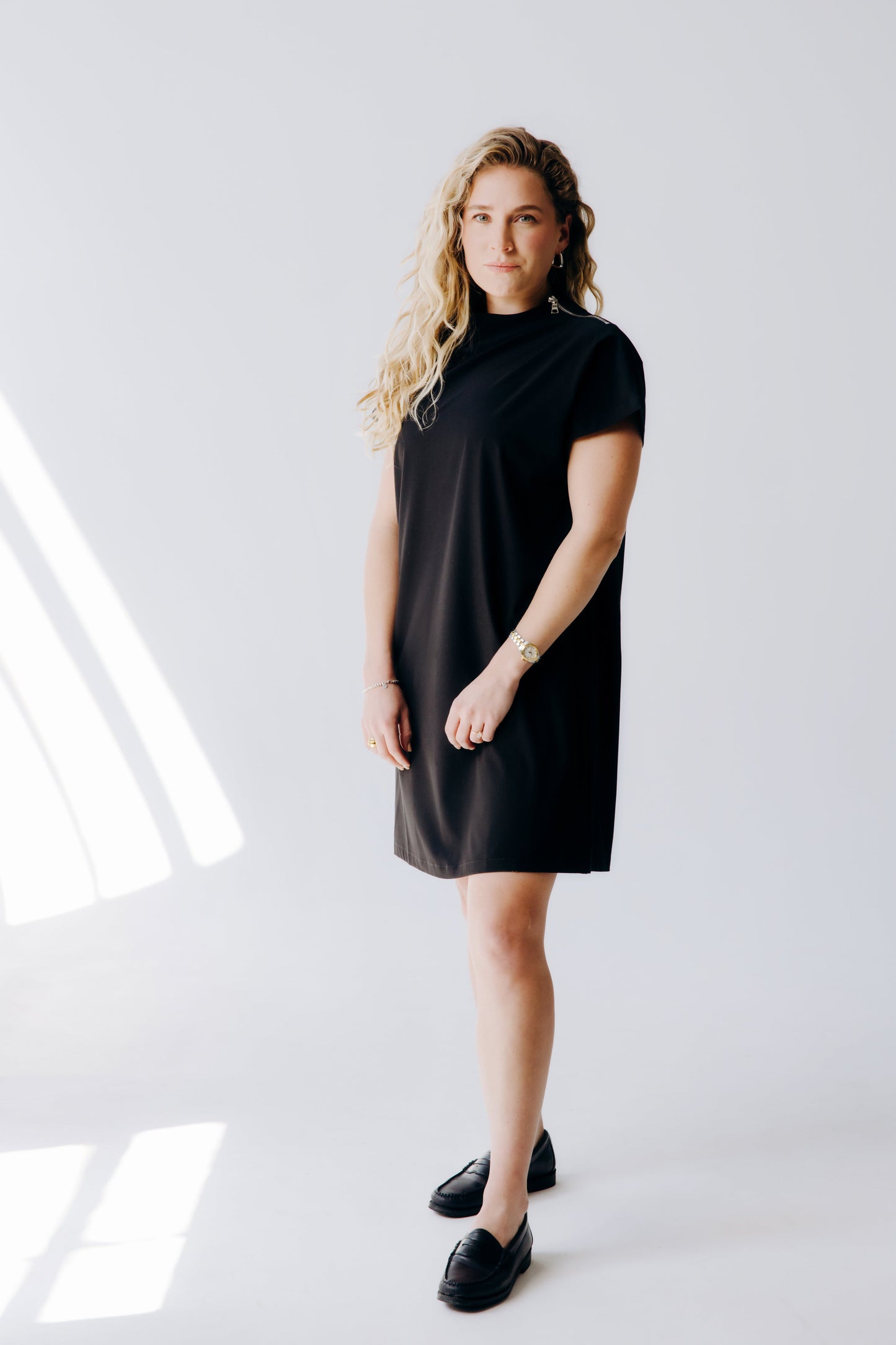 Mock Neck Shoulder Zip Dress