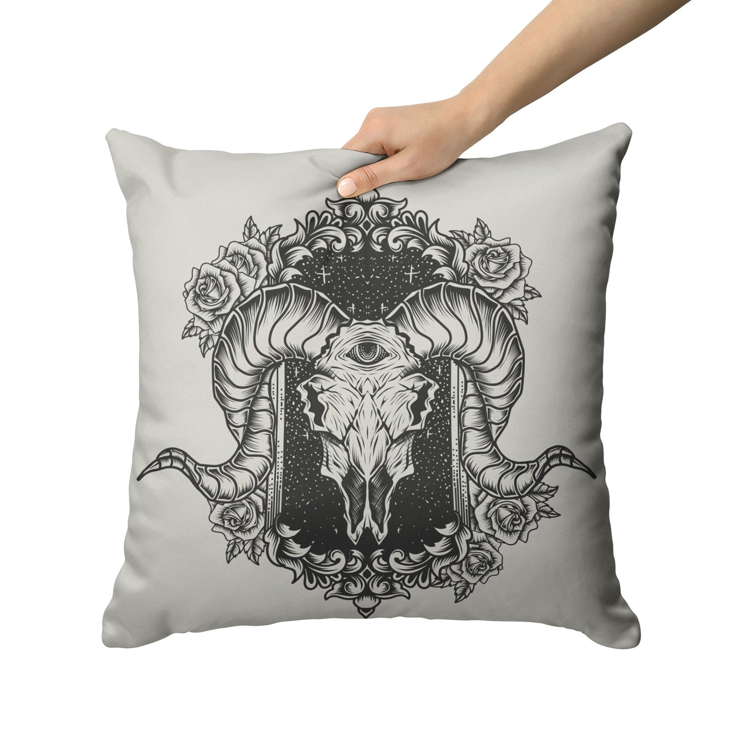 "Ram Skull" Throw Pillow