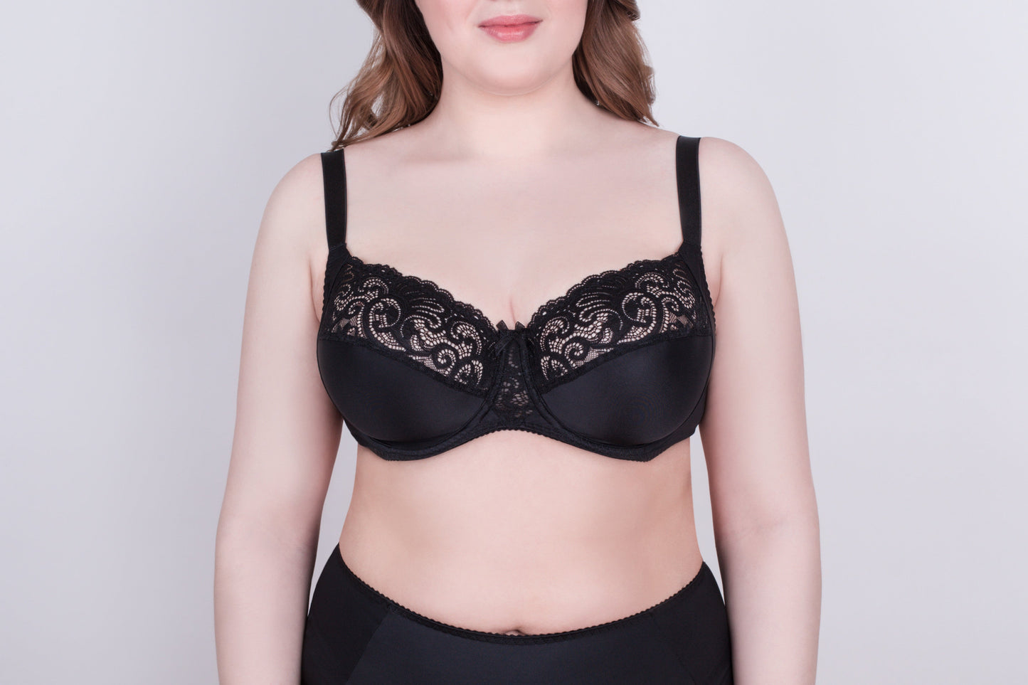 Bra Milavitsa 120151 - Elastic & Lace, Double-Segment Cups, Wide Straps - Concordia Style Boutique