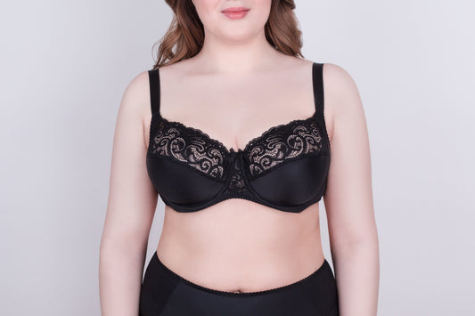 Bra Milavitsa 120151 - Elastic & Lace, Double-Segment Cups, Wide Straps - Concordia Style Boutique