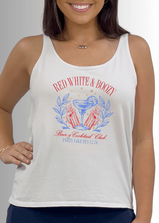 Red White Boozy Graphic Cotton Premium Tank - Concordia Style Boutique