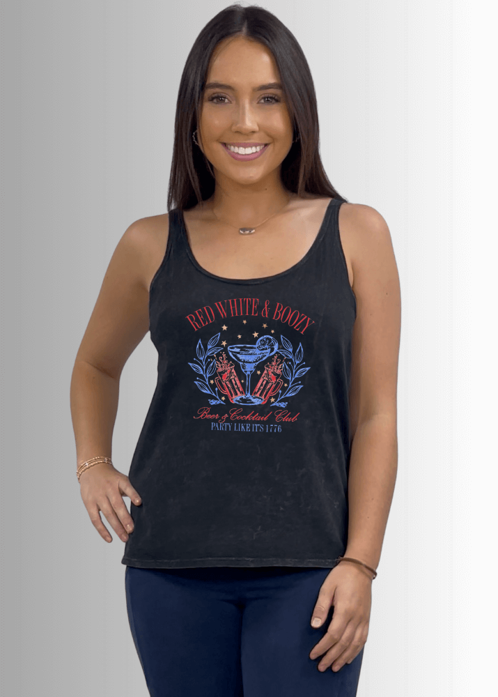 Red White Boozy Graphic Cotton Premium Tank - Concordia Style Boutique