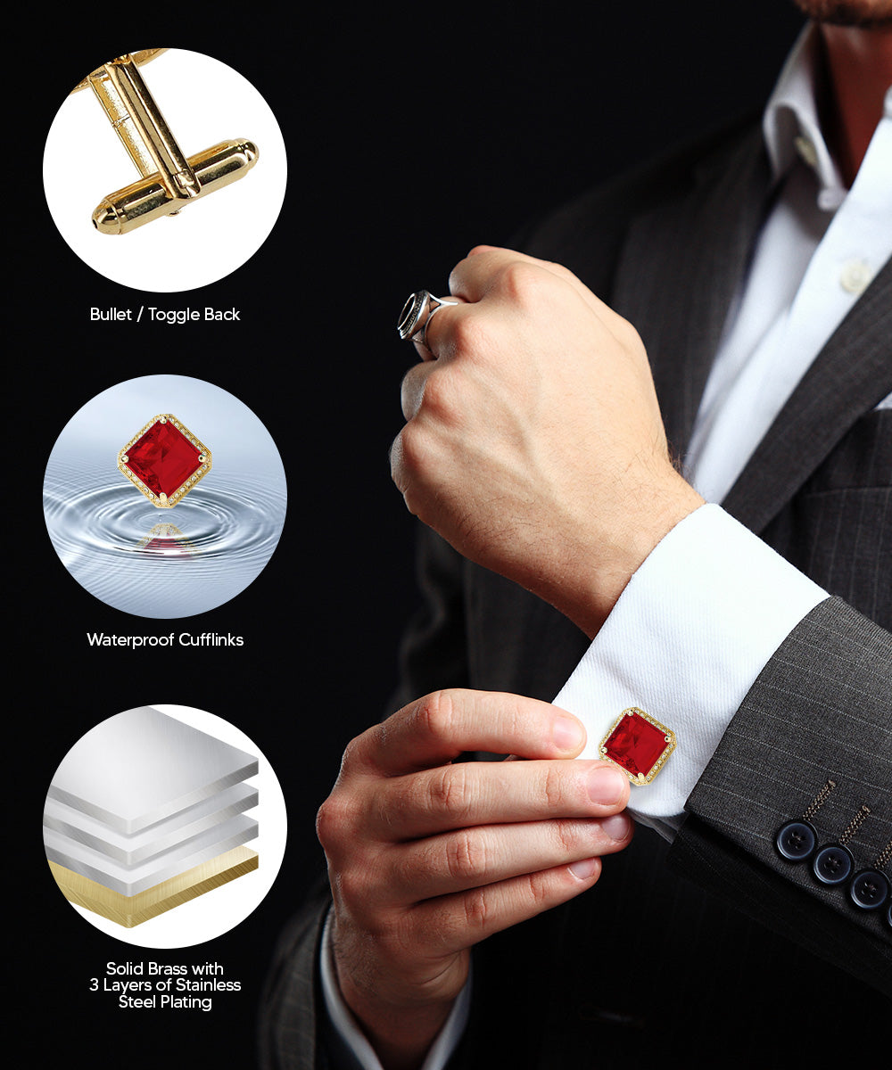 Vittorio Vico Large Big Square Crystal Colorstone Cufflinks: CL 70XX Series - Concordia Style Boutique