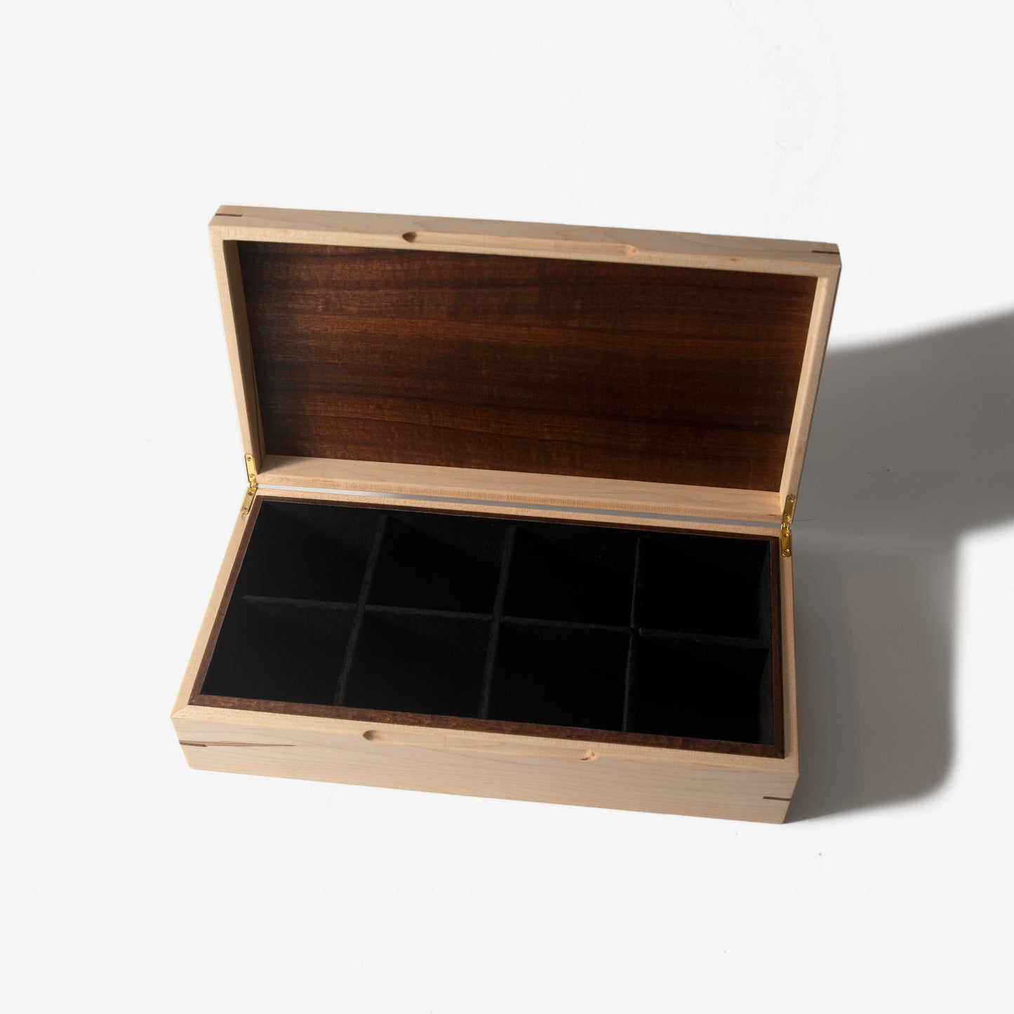 Watch Box - Curly Maple and Sapele Mahogany - 8 Watch Compartments