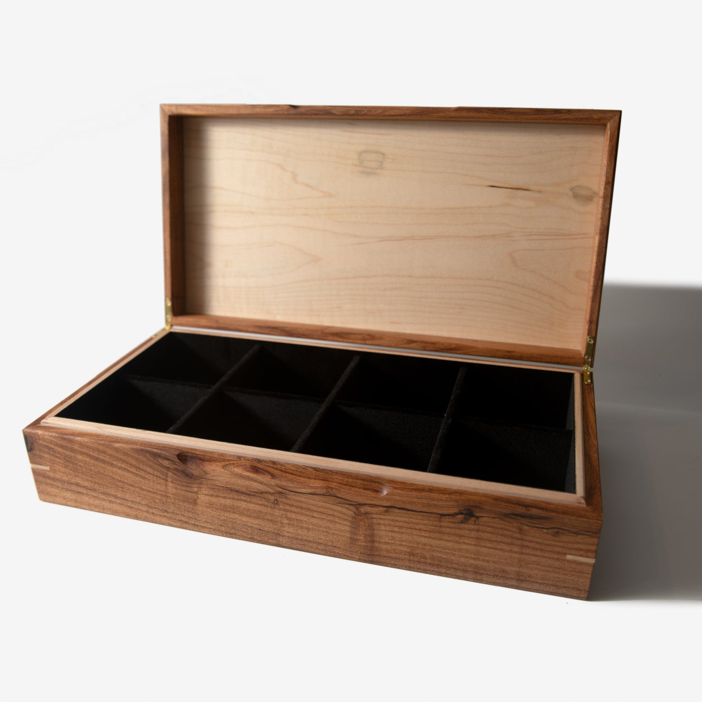 Watch Box - Desert Mesquite and Curly Maple - 8 Watch Compartments