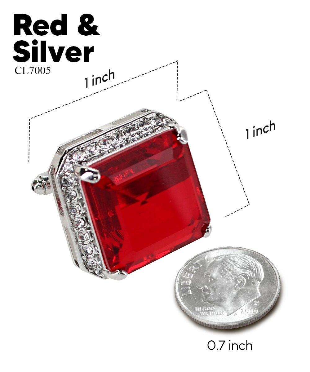 Vittorio Vico Large Big Square Crystal Colorstone Cufflinks: CL 70XX Series - Concordia Style Boutique