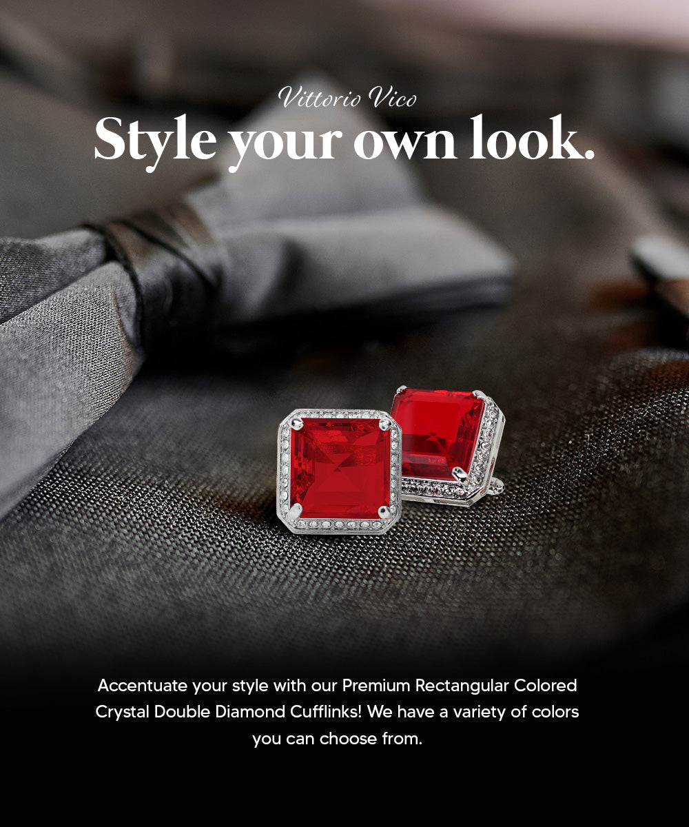 Vittorio Vico Large Big Square Crystal Colorstone Cufflinks: CL 70XX Series - Concordia Style Boutique