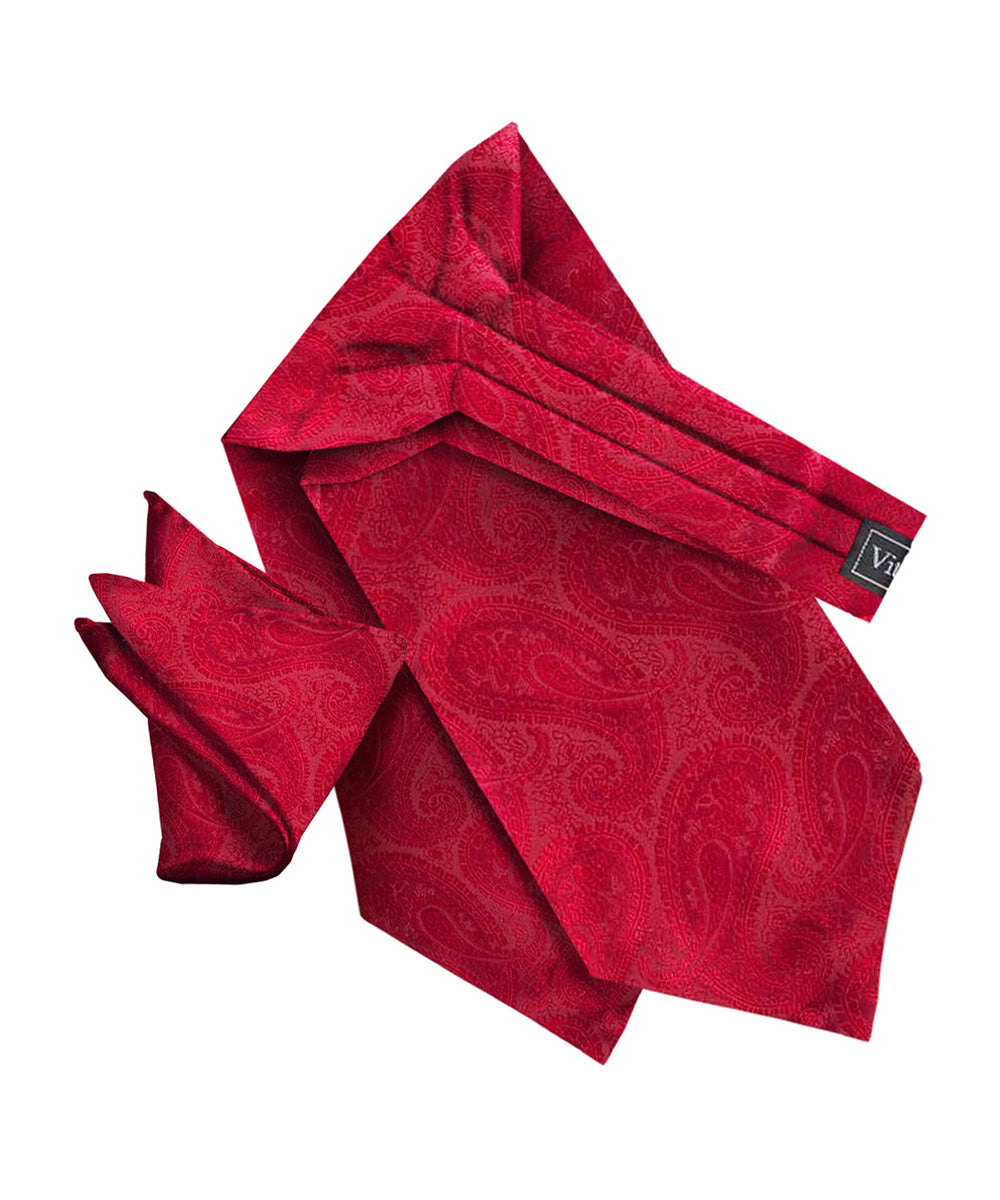 Vittorio Farina Men's Woven Pasiley Ascot & Pocket Square