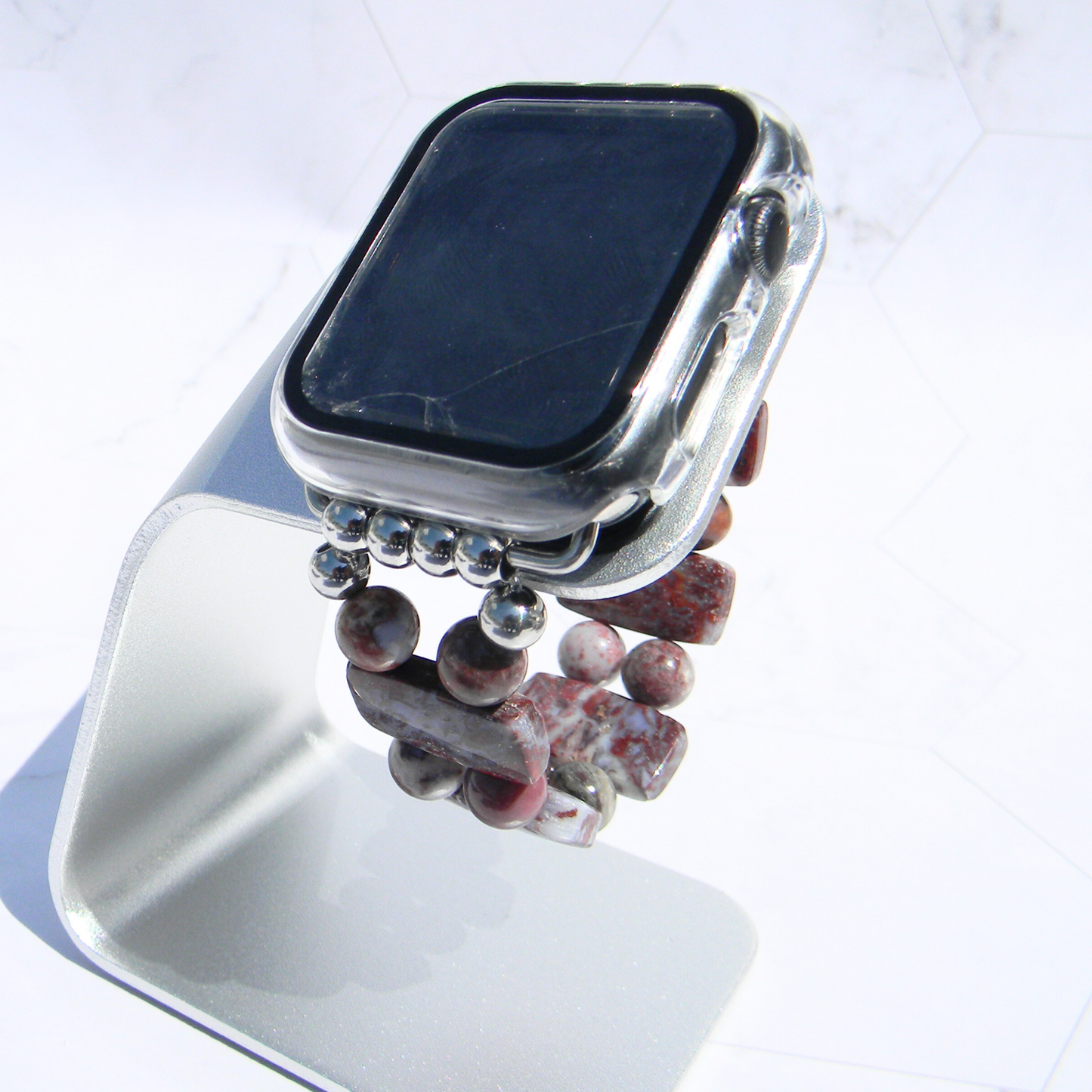 Red Lightning Agate Watch Band for Apple