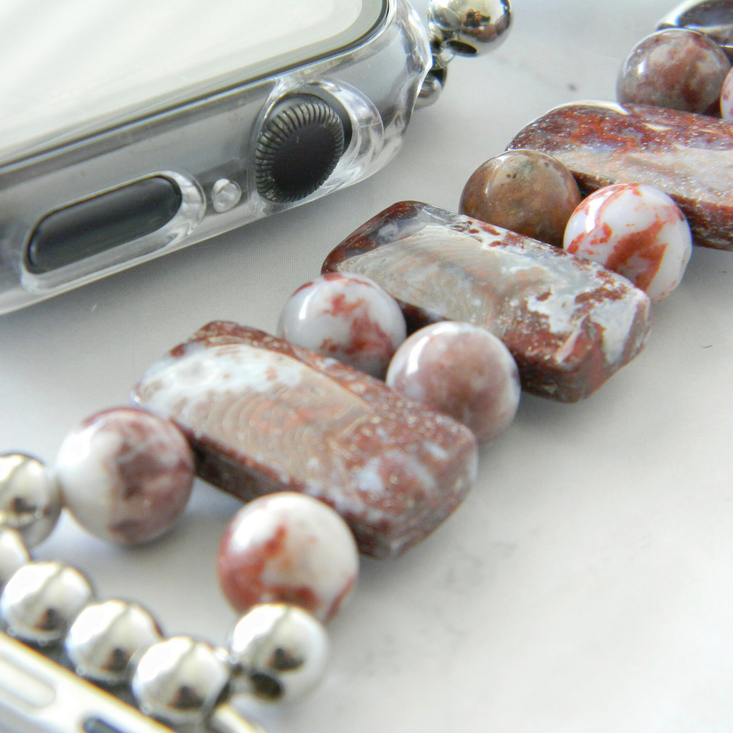 Red Lightning Agate Watch Band for Apple