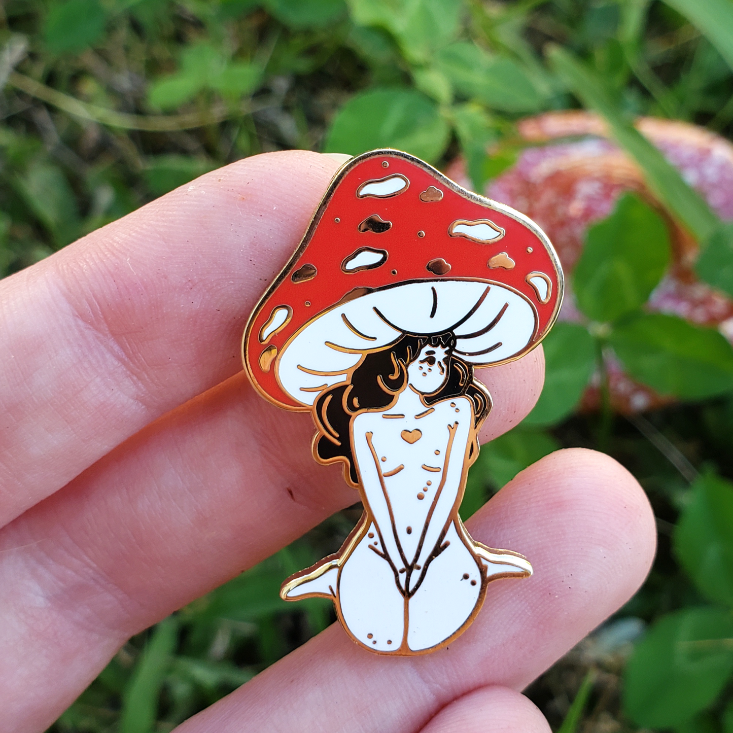 Red Mushroom Girl - Hard Enamel Pin - Concordia Style Boutique