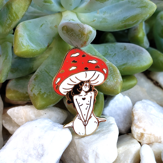 Red Mushroom Girl - Hard Enamel Pin - Concordia Style Boutique