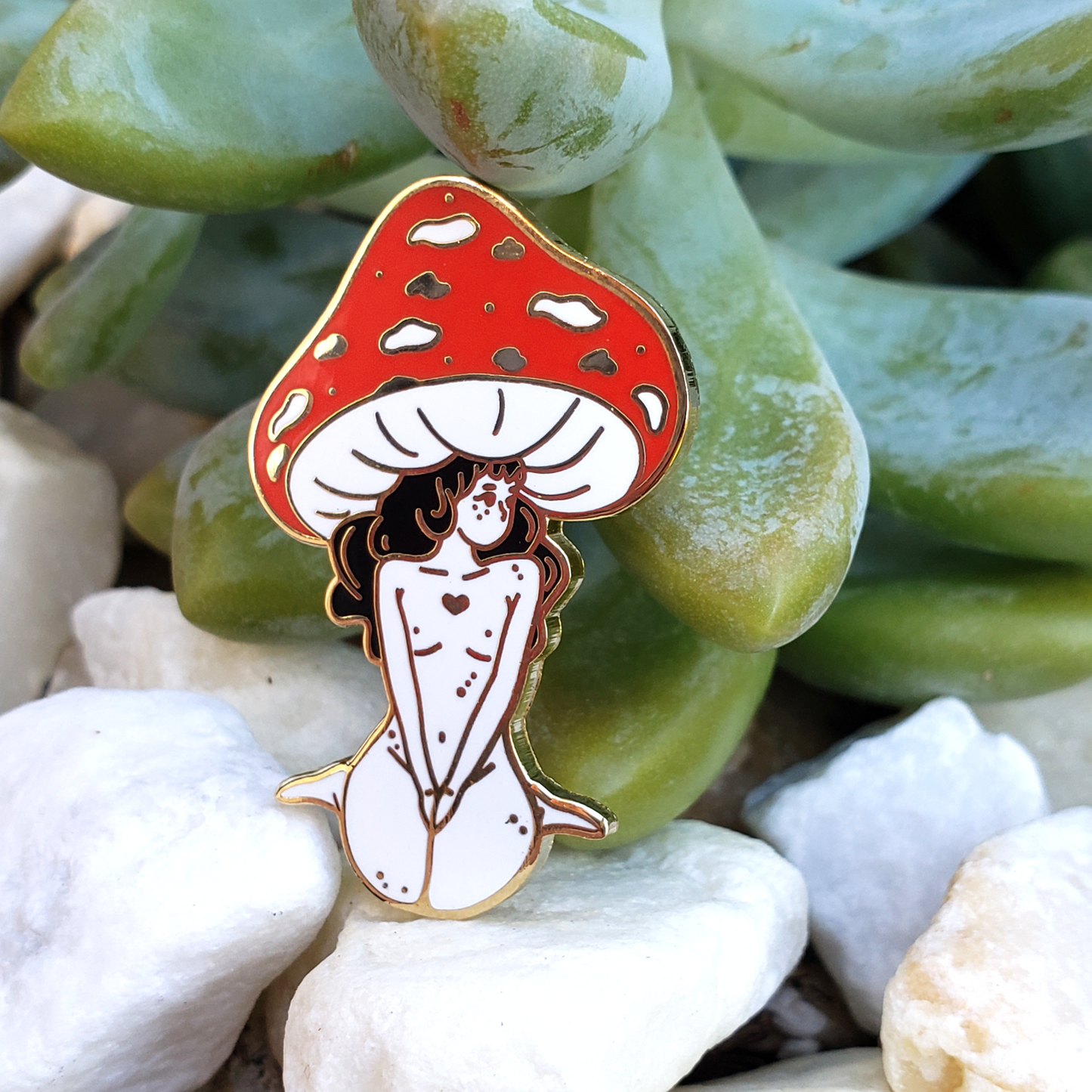 Red Mushroom Girl - Hard Enamel Pin - Concordia Style Boutique