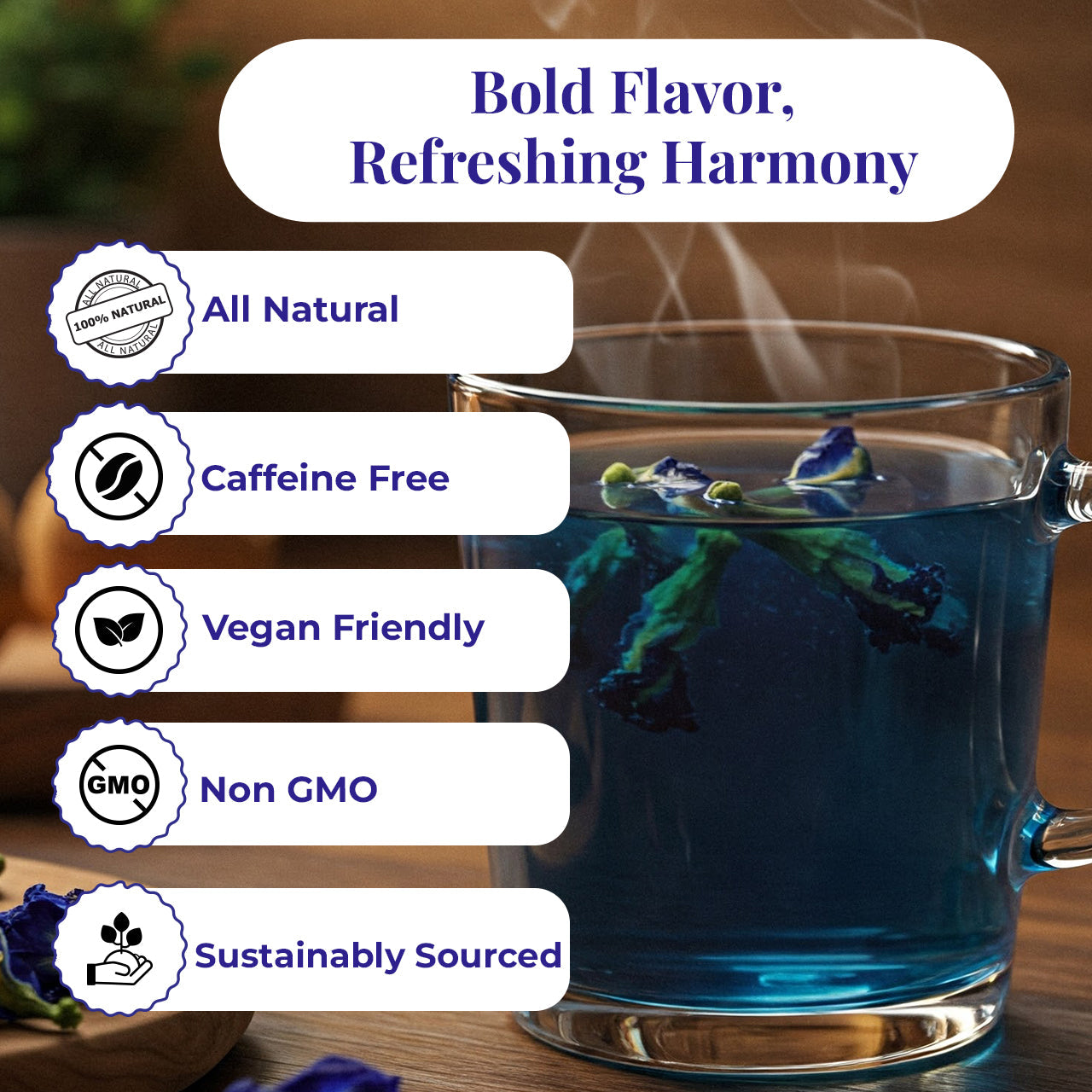 Akshit Butterfly Pea Flower ( Blue Tea ) - 75 Tea Bags, Natural Dried Butterfly Pea Flowers, Caffeine-Free,  NON-GMO