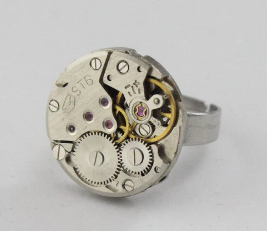 STEAMPUNK WATCH RING (ADJUSTABLE) - Concordia Style Boutique