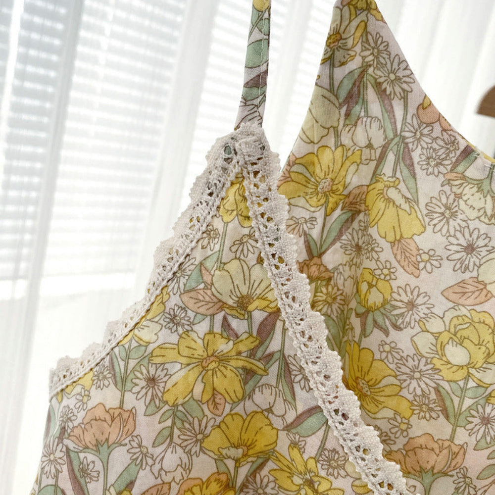 Rosie Cotton Floral Tank Pajama Set / Yellow