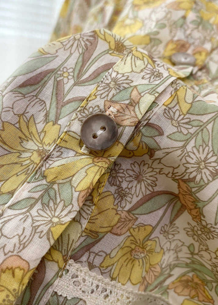 Rosie Cotton Floral Tank Pajama Set / Yellow