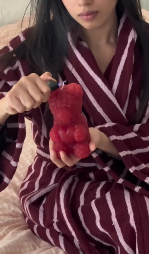 Retro Minimalist Striped Bathrobe Set / Red