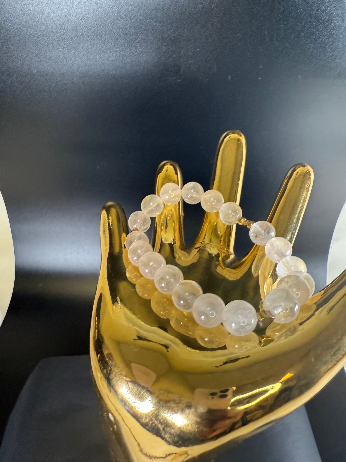 Natural Rose Quartz Handmade Bracelet with 14K GF Detail