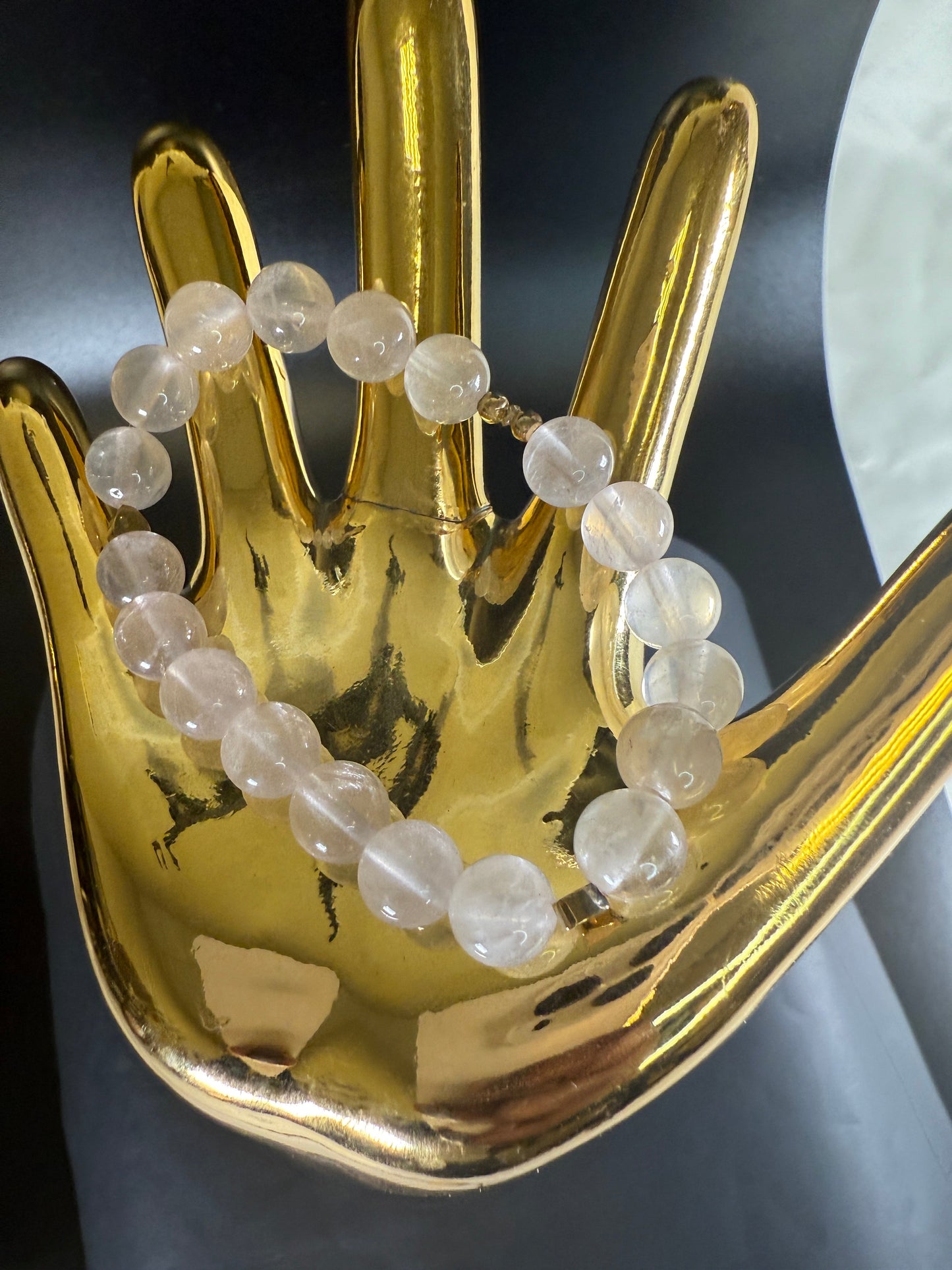 Natural Rose Quartz Handmade Bracelet with 14K GF Detail