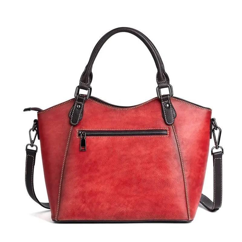 Vintage Deerskin Leather Handbag with Deer and Flower Artwork