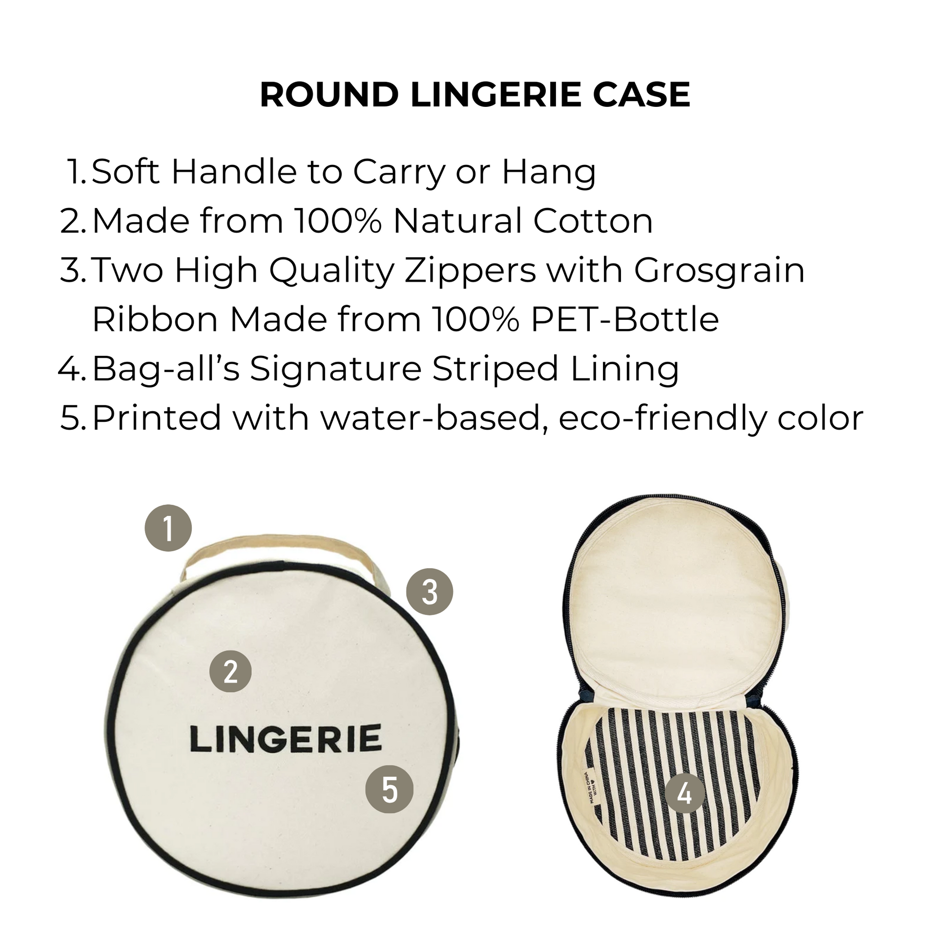 Round Lingerie Case, Cream - Concordia Style Boutique