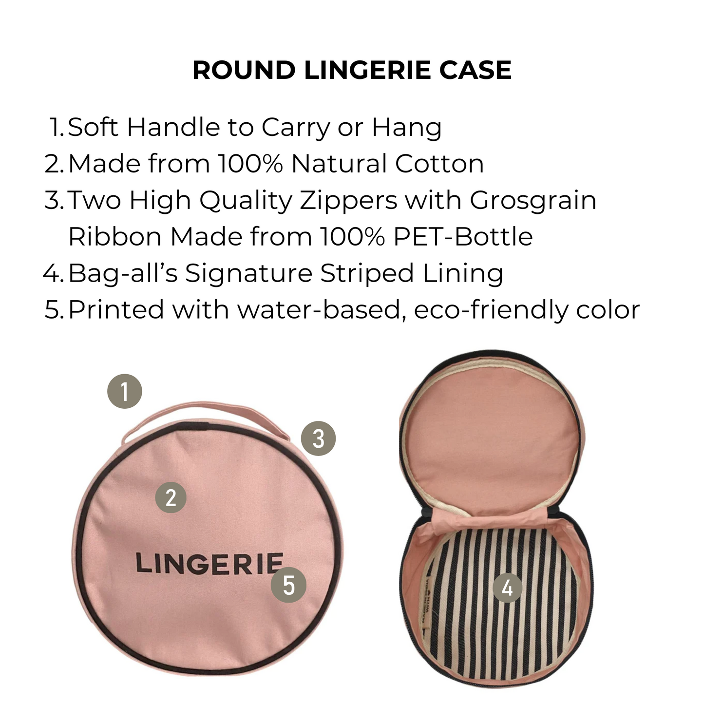 Round Lingerie Case, Pink/Blush - Concordia Style Boutique