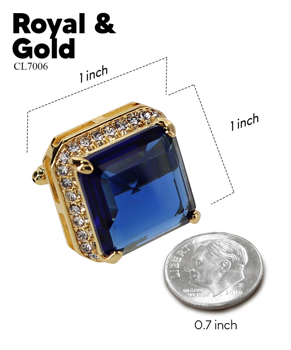 Vittorio Vico Large Big Square Crystal Colorstone Cufflinks: CL 70XX Series - Concordia Style Boutique