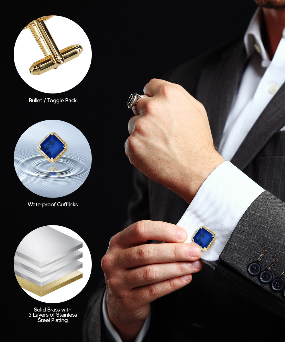 Vittorio Vico Large Big Square Crystal Colorstone Cufflinks: CL 70XX Series - Concordia Style Boutique