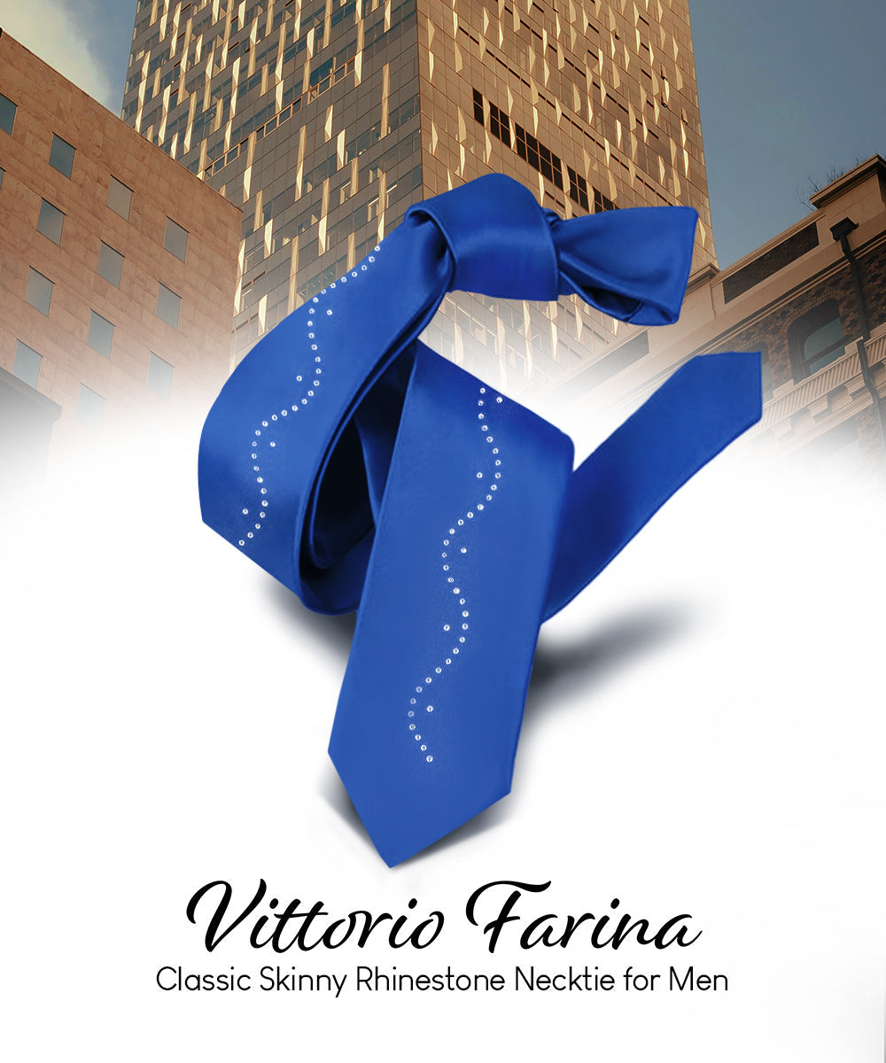 Vittorio Farina Men's Satin Skinny Necktie with Rhinestones - Concordia Style Boutique