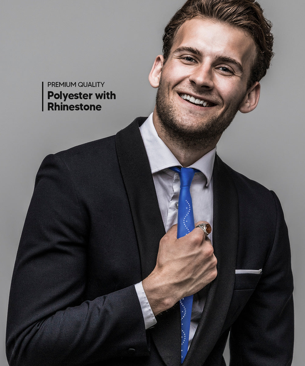 Vittorio Farina Men's Satin Skinny Necktie with Rhinestones - Concordia Style Boutique