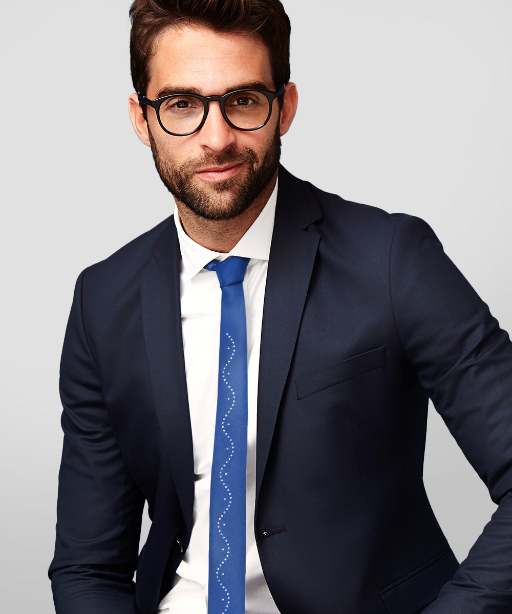 Vittorio Farina Men's Satin Skinny Necktie with Rhinestones - Concordia Style Boutique