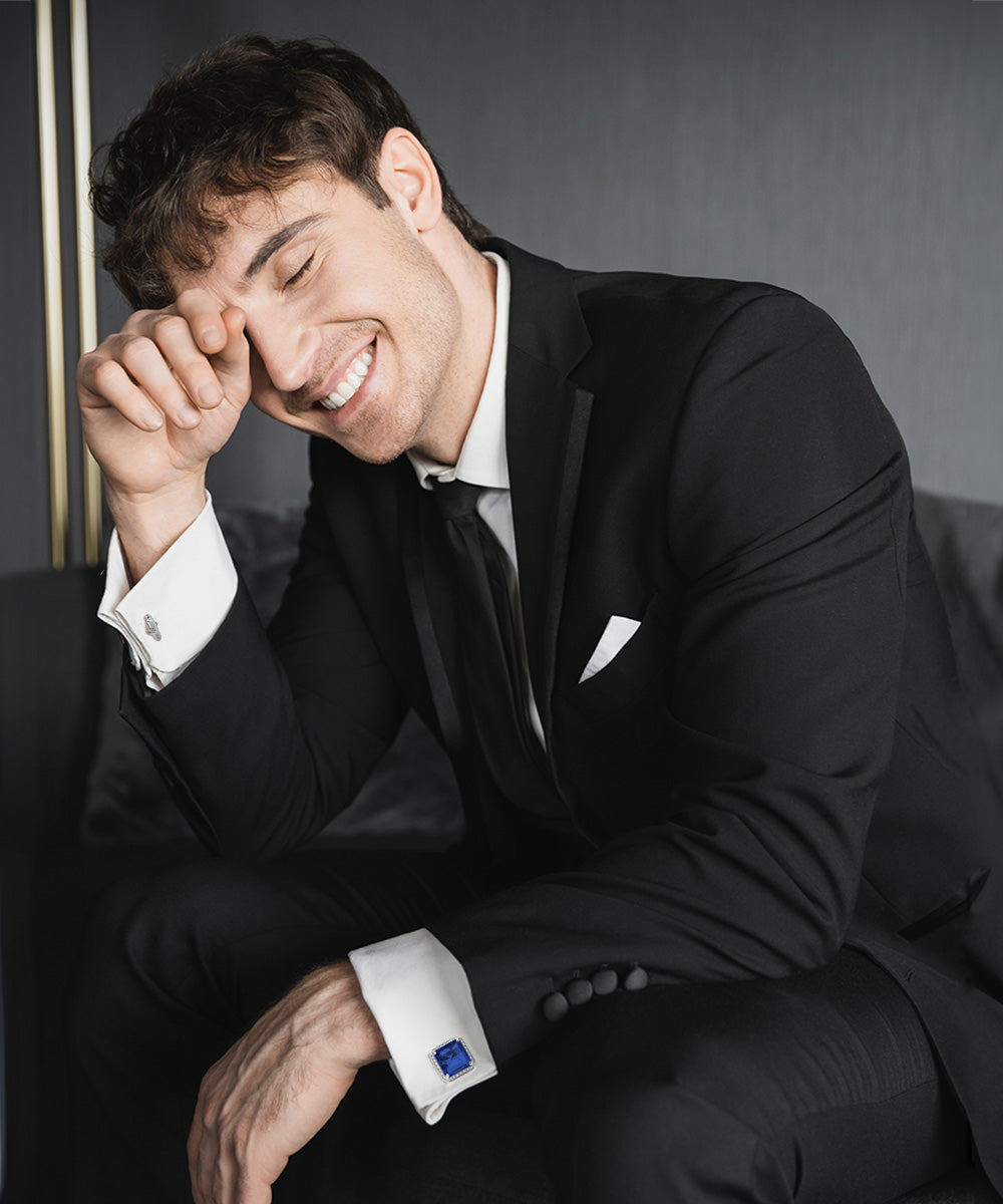 Vittorio Vico Large Big Square Crystal Colorstone Cufflinks: CL 70XX Series - Concordia Style Boutique