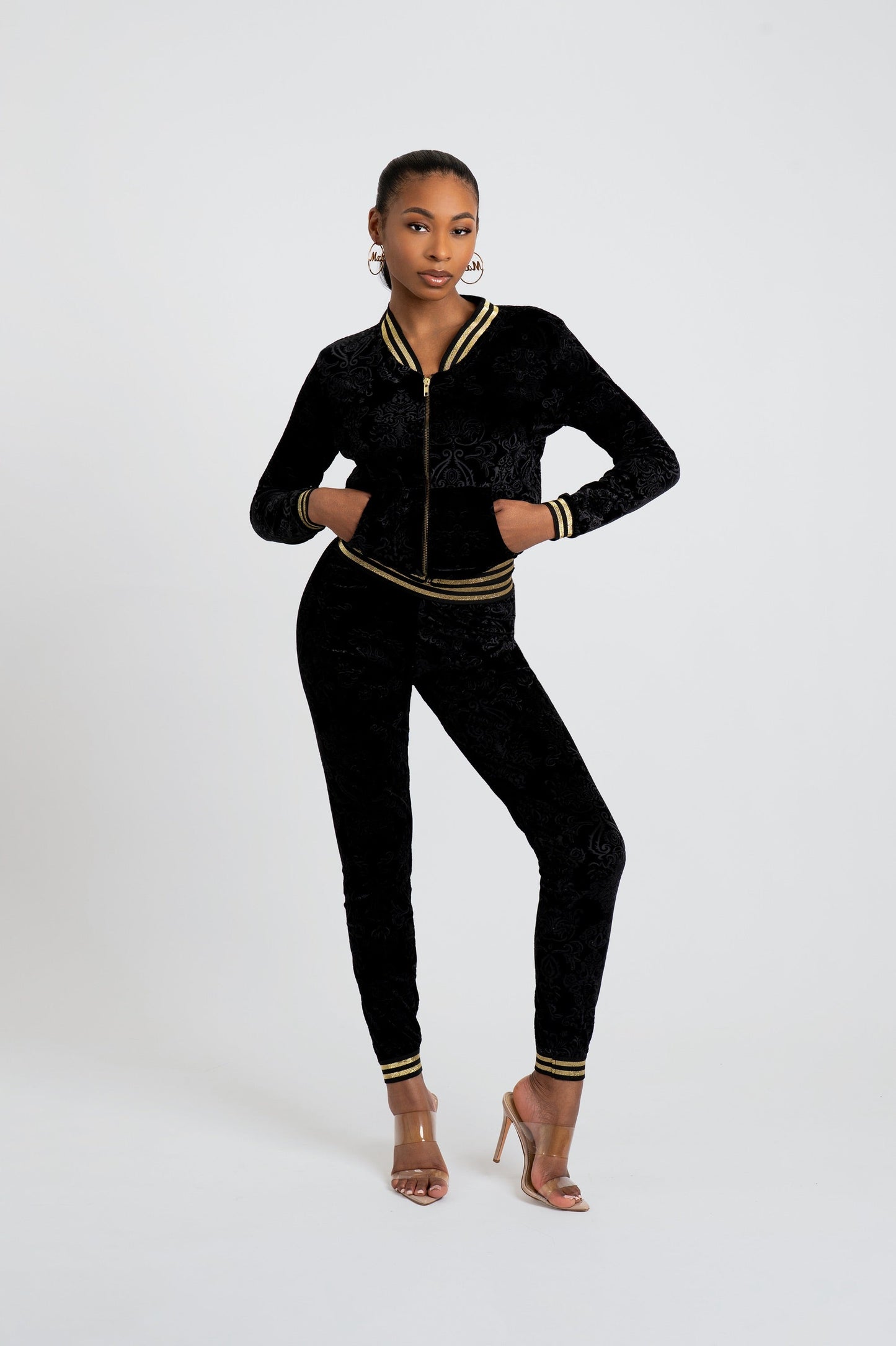 Royalty Velour Tracksuit - Black