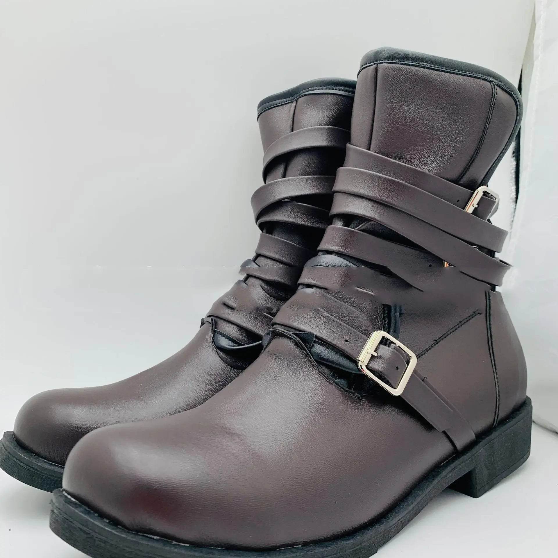 Men's Casual Short Boots with Chunky Heel & Zipper - Concordia Style Boutique