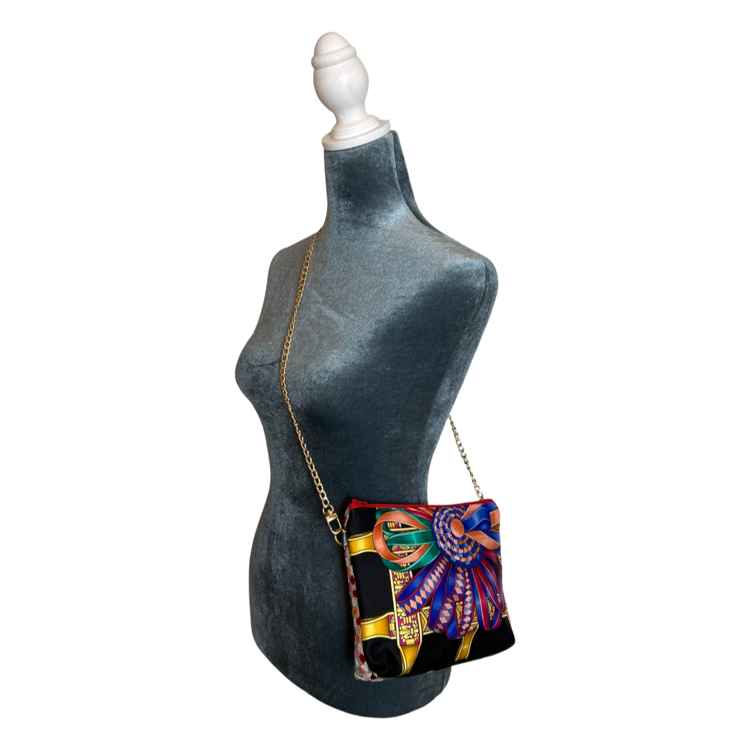 Rubans du Cheval Noir Vintage Silk Scarf Crossbody Bag
