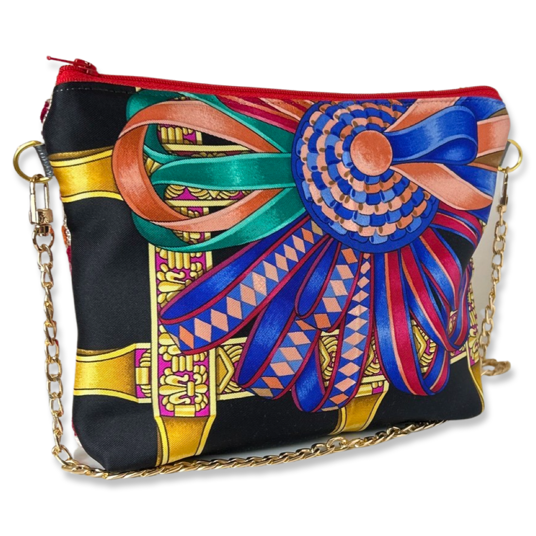 Rubans du Cheval Noir Vintage Silk Scarf Crossbody Bag
