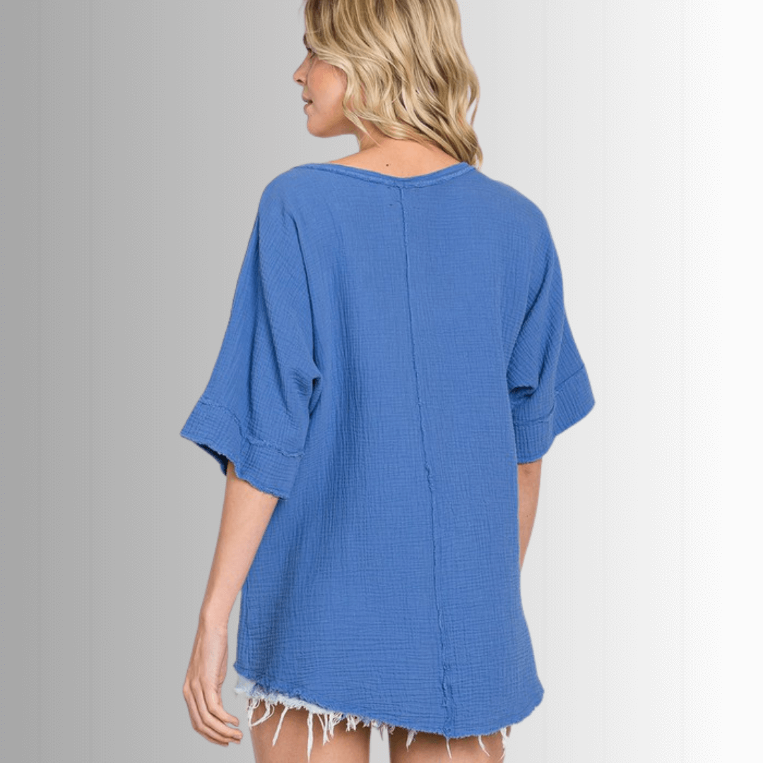 Ryleigh Double Gauze V-Neck Top - Concordia Style Boutique