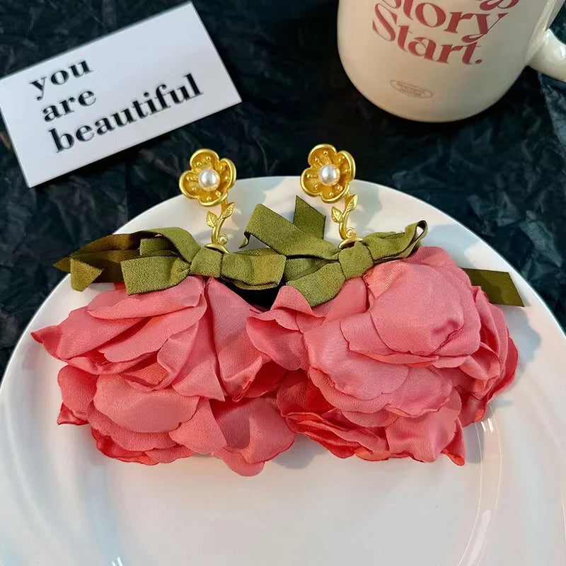 Handmade Cotton Long Tassel  Earrings