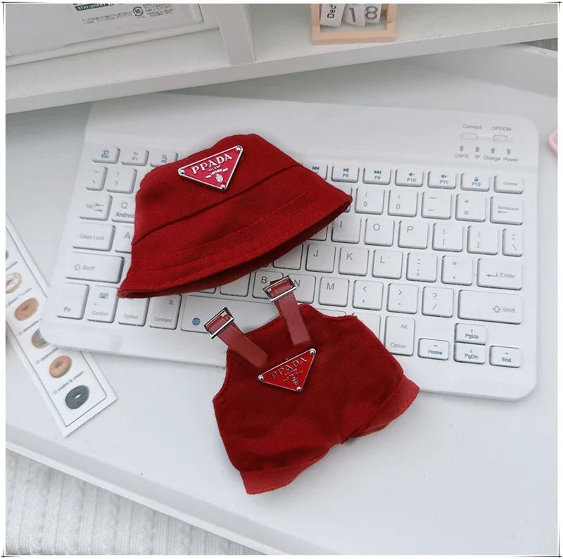 Labubu Doll Clothes – Mini Hat & Overalls Outfit Set