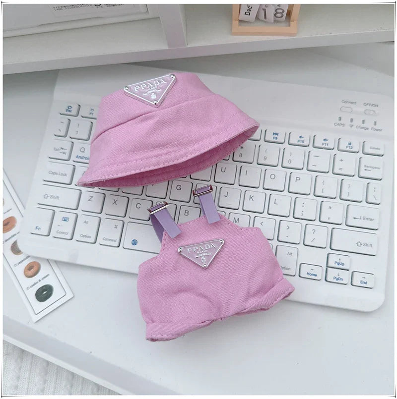 Labubu Doll Clothes – Mini Hat & Overalls Outfit Set