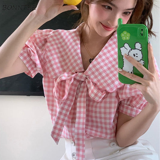 Gingham Peter Pan Collar Shirt