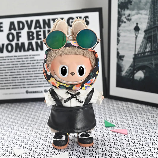 Labubu Doll Clothes – Leather Jacket & Macaron Dress
