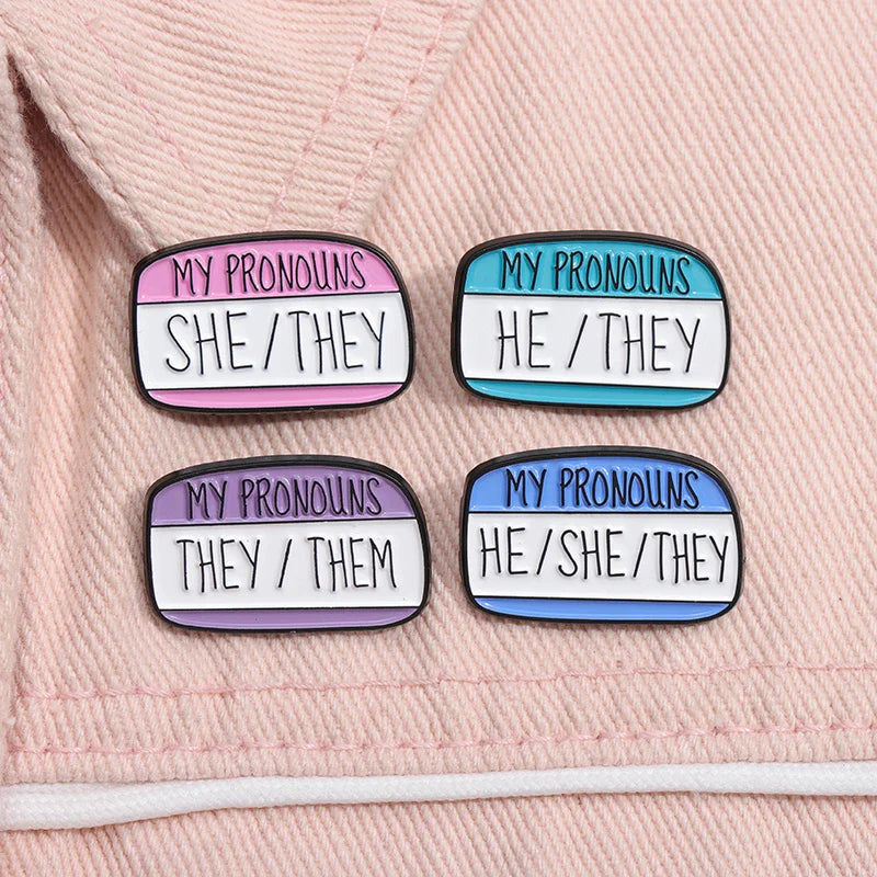 Pronouns Enamel Pin: They/Them He/She Brooch Badge Jewelry Gift