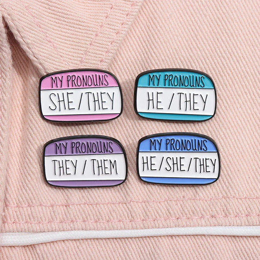 Pronouns Enamel Pin: They/Them He/She Brooch Badge Jewelry Gift