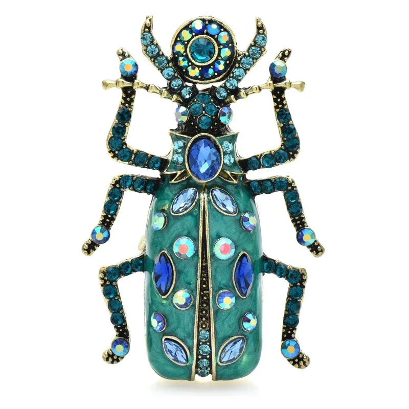 Rhinestone Beetle Brooch Enamel Insect Pin Jewelry Accessories