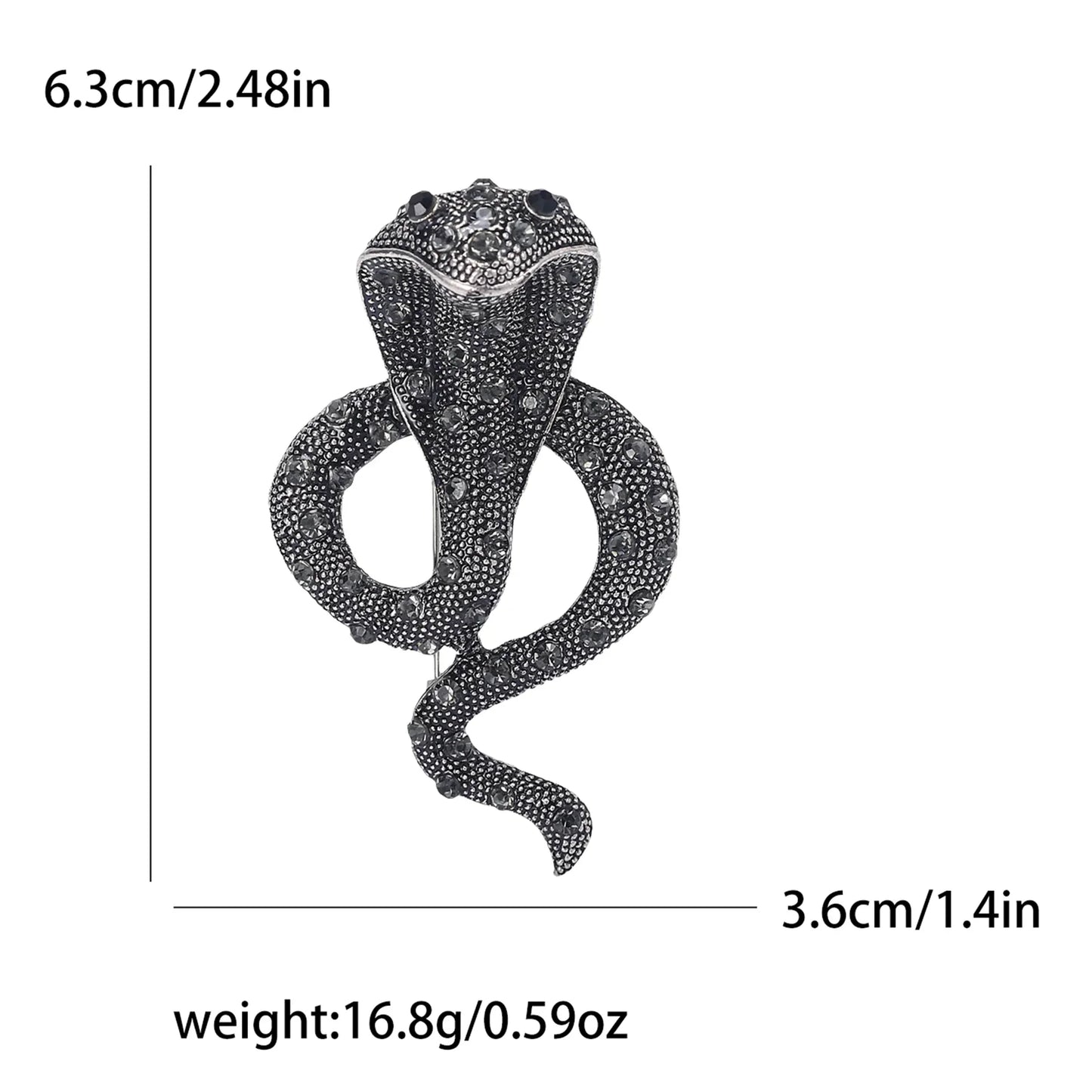 Rhinestone Cobra Brooch Enamel Animal Pin Jewelry Accessories