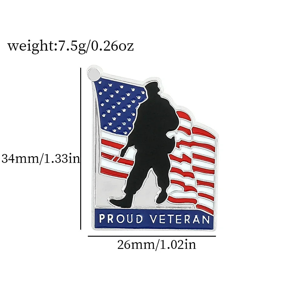 USA Flag Enamel Pin Veteran Souvenir Badge Lapel Brooch