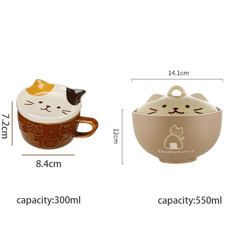 Ceramic Cat Ramen Bowls - Concordia Style Boutique